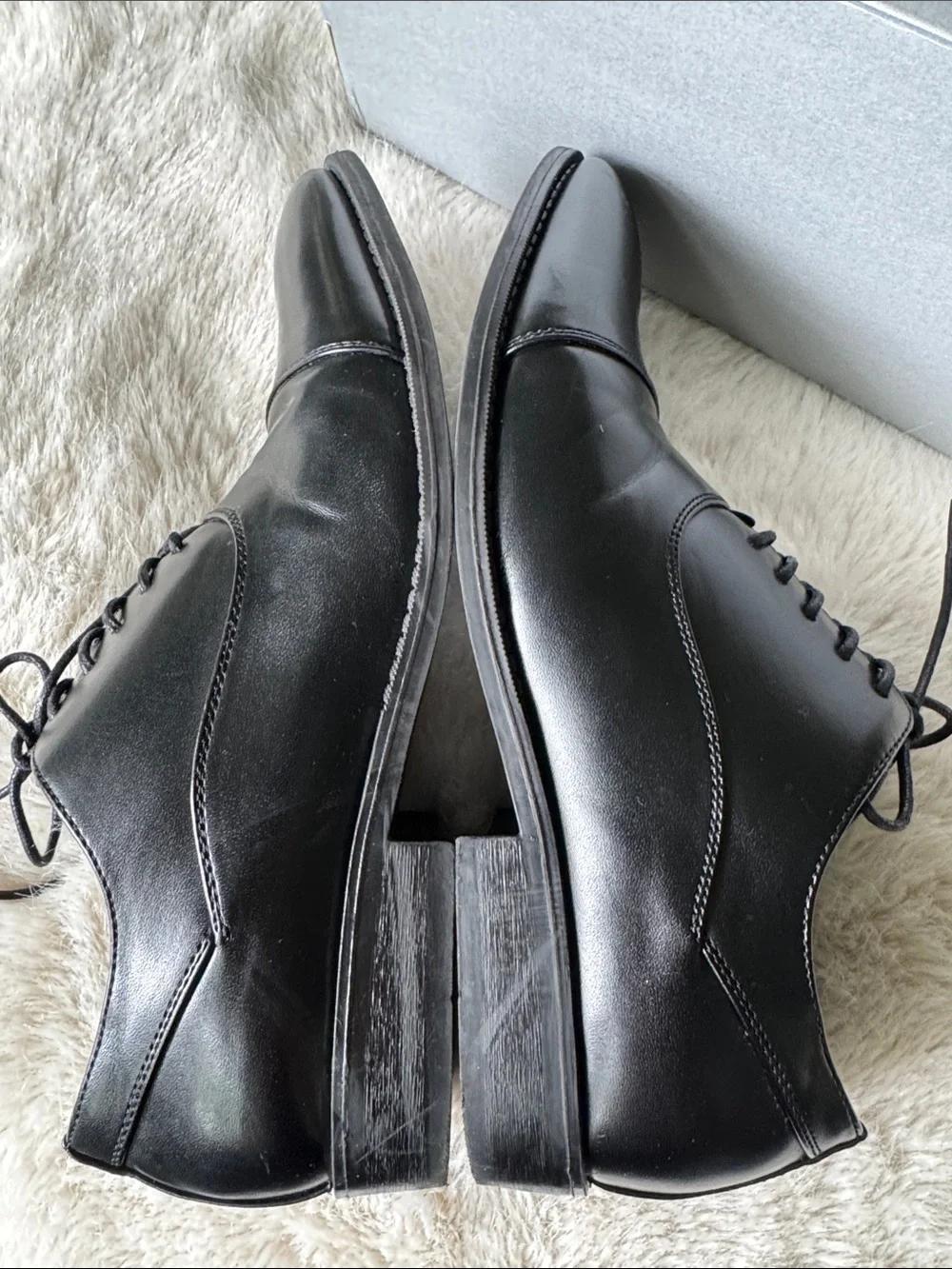 Kenneth Cole Black Cap-Toe Oxford Dress Shoes